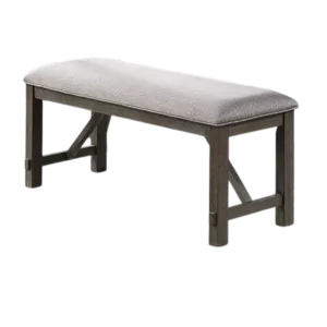 Rich Dark Brown Fabric Cushion Seat Bench in Wooden Frame And Legs Ideal For Dining Room Furniture