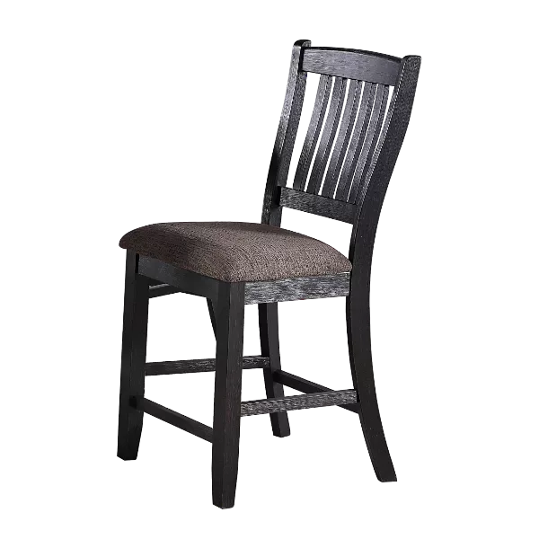 Modern Dark Coffee Set of 2 Solid Wood Chairs with Fabric upholstered Seat For Dining Room