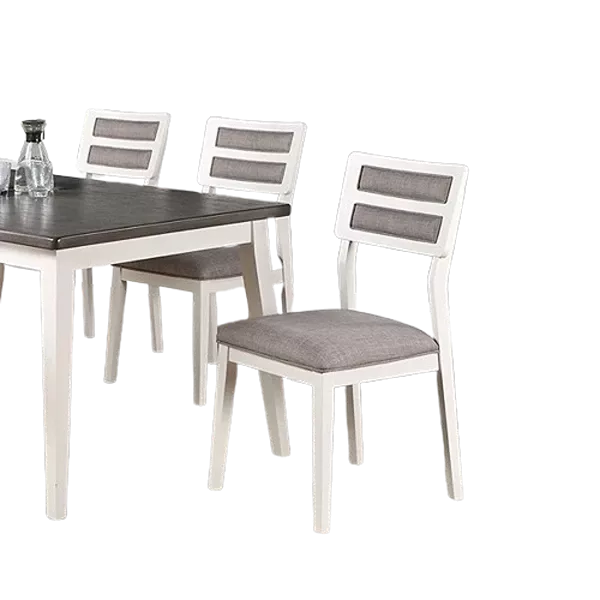 Set of 2 Beautiful Unique White And Grey Side Chairs with Ladder back Design