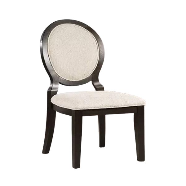 Modern Espresso and Ivory Set of 2 Side Dining Chairs with Polyester Round Curved Backrest For Dining Room