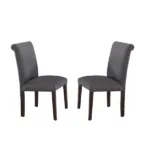 Contemporary Blue Grey Polyfiber 7pc Rectangular Dining Set  with 6 Upholstery Chairs For Dining Room