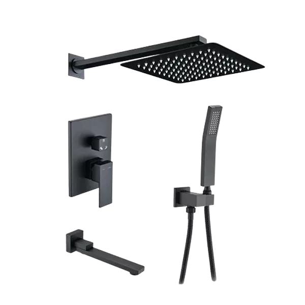 3 Function Mixer Shower Combo Kit with Tub Spout Matte Black