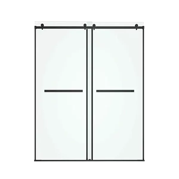 60 in. W x 76 in. HSliding Frameless Shower Door in Matte Black with Clear Glass