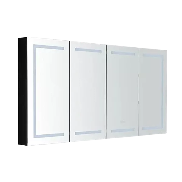72 in. W x 36 in. H LED Large Rectangular Black Aluminum Alloy Surface Mount Medicine Cabinet with Mirror