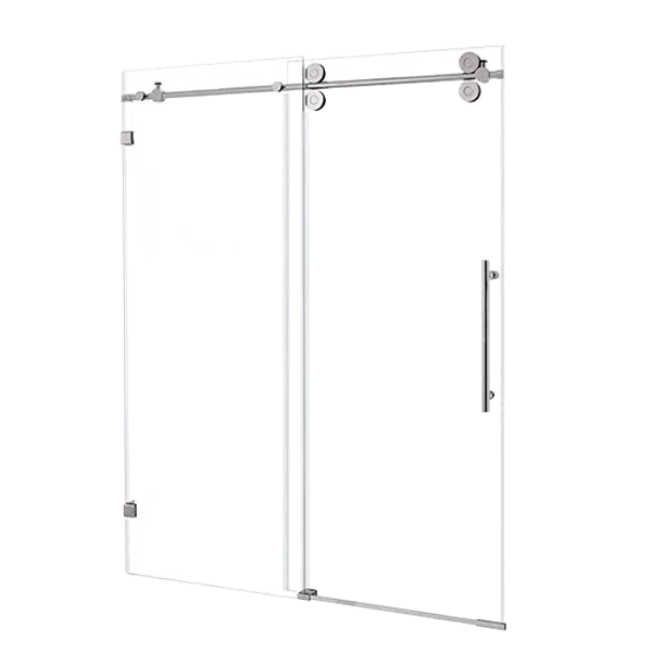 56-60 in. W x 76 in. H Sliding Frameless Shower Door in Chrome with Clear Tempred Glass and 304 Stainless Steel Hardware