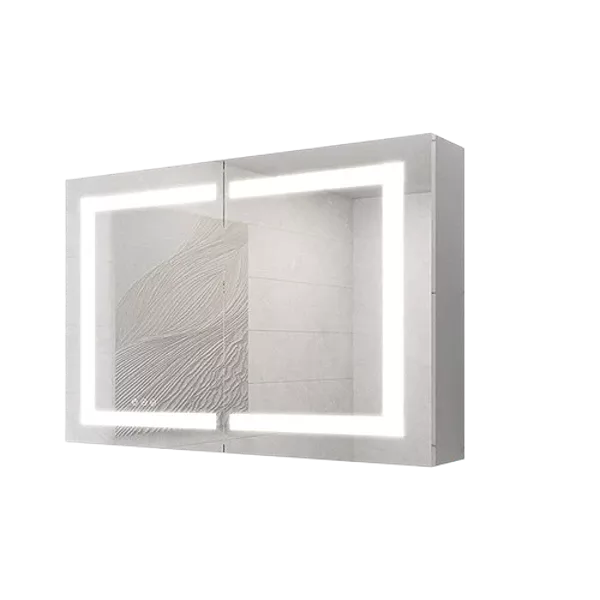 36 x 30 inch Medicine Cabinet with LED Vanity Mirror, Anti-Fog, Recessed or Surface Mount, Waterproof, Dimmable, Aluminum 3000K~6000K Lighted Double Door Bathroom Cabinet with Touch Switch