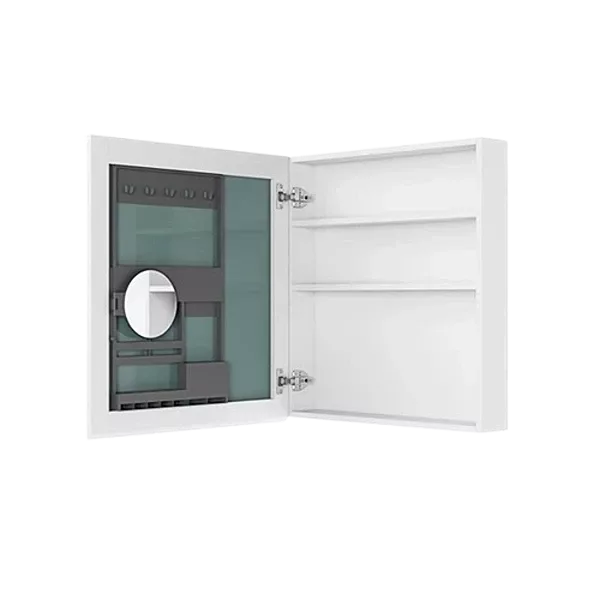 20" W x 26" H White Beveled Edge Single-Door Bathroom Medicine Cabinet with Mirror, Recessed or Surface Mount Bathroom Wall Cabinet