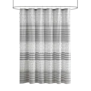 Calum Cotton Yarn Dye Shower Curtain with Pom Poms