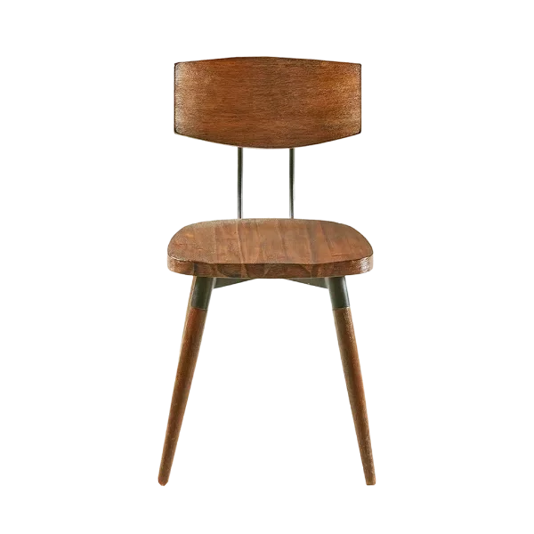Modern Set of 2 Brown Wood And Metal Dining Chair For Small Places