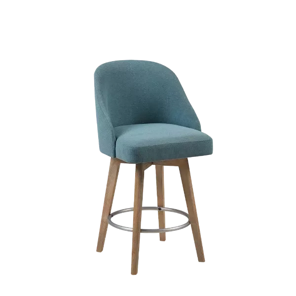 Modern Blue Solid Wood Swivel Seat Counter Stool For Dining Room