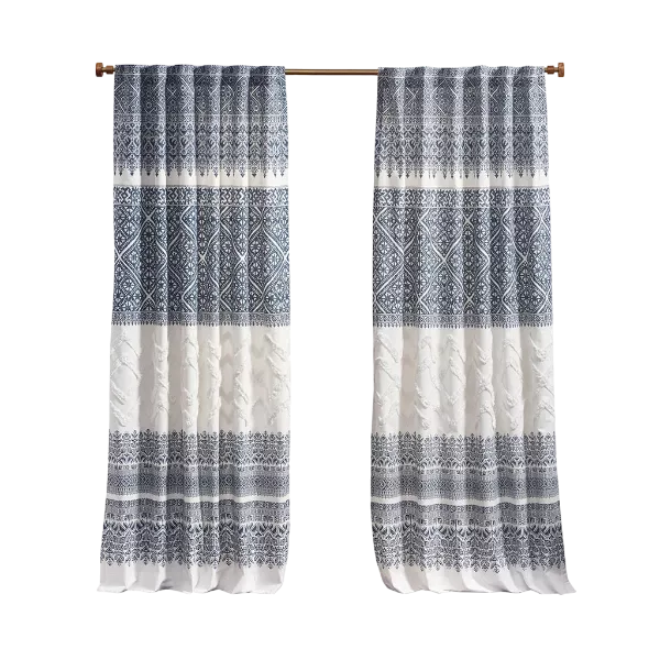 Mila Cotton Printed Curtain Panel with Chenille detail and Lining