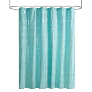 Raina Printed Metallic Shower Curtain