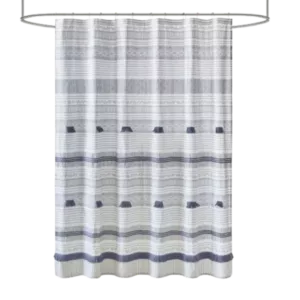 Cody Cotton Stripe Printed Shower Curtain with Tassel
