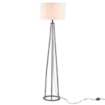 61.25 in. Metal Tripod Floor Lamp with Linen Shade in Black