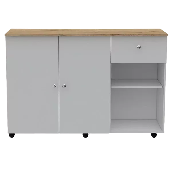 Sayville 2-Drawer 2-Shelf Kitchen Island White and Pine