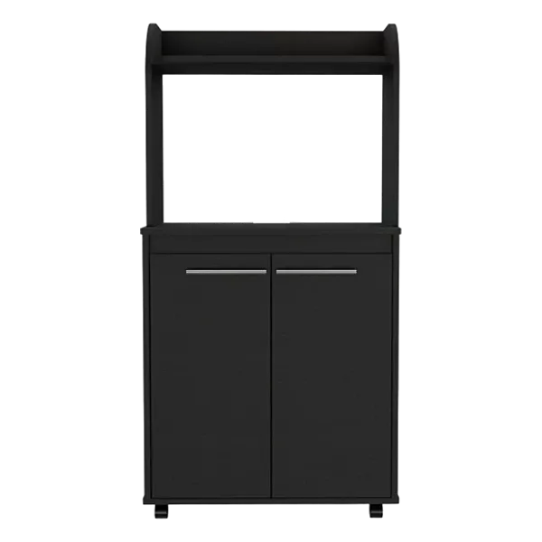 Charlotte 1-Shelf 2-Door Kitchen Pantry Black Wengue