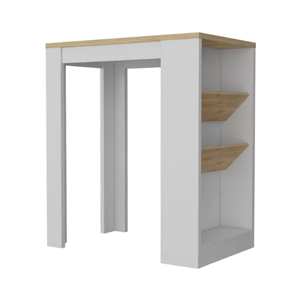 DeSoto Wine Storage Pedestal Kitchen Island White and Macadamia