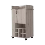 Allandale 1-Door Bar Cart with Wine Rack and Casters Light Gray