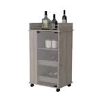 Willow Park Glass Door Bar Cart with Bottle Holder and Casters Light Gray