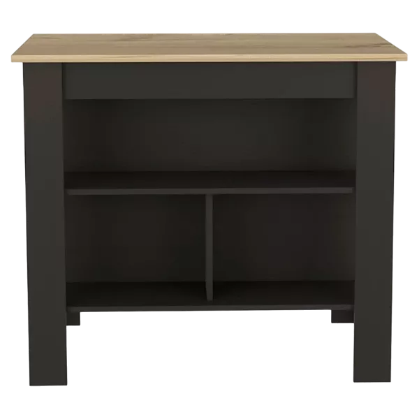 Rockaway 3-Shelf Kitchen Island Black Wengue and Light Oak