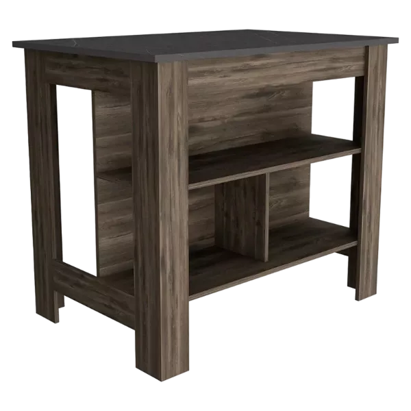 Rockaway 3-Shelf Kitchen Island Dark Brown and Onix