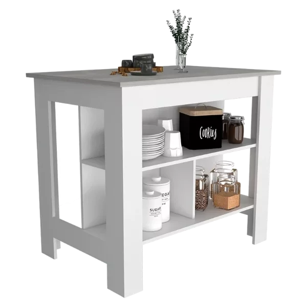 Rockaway 3-Shelf Kitchen Island White and Ibiza Marble
