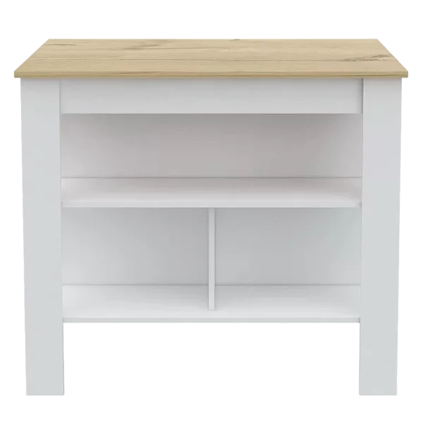 Rockaway 3-Shelf Kitchen Island White and Light Oak