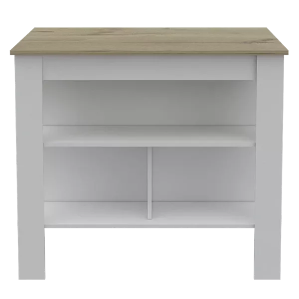 Rockaway 3-Shelf Kitchen Island White and Light Oak