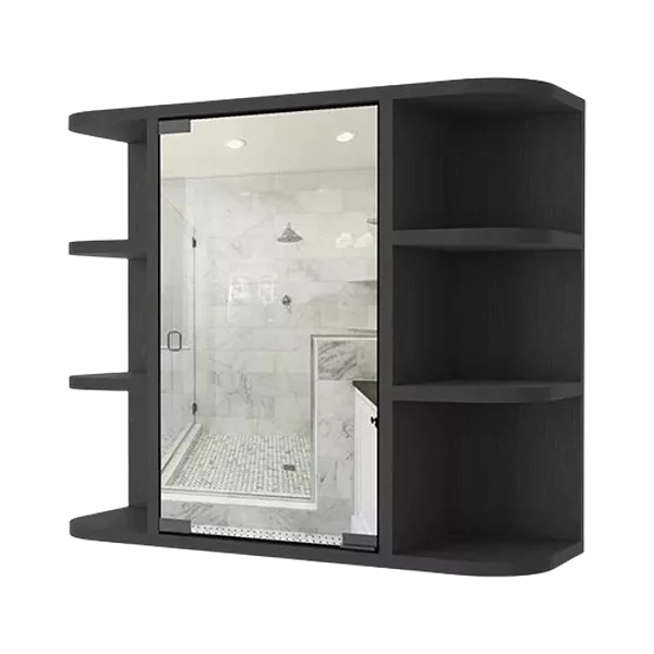 Roseburg 6-Shelf Medicine Cabinet with Mirorr Black Wengue