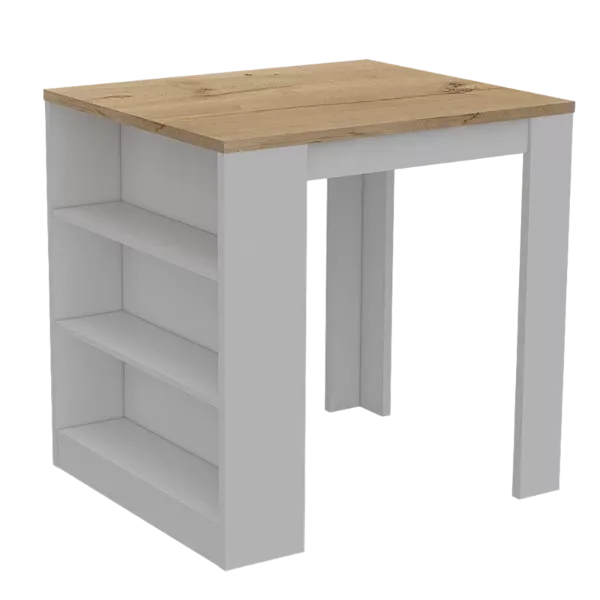 Elkins 3-Drawer Kitchen Island White and Pine