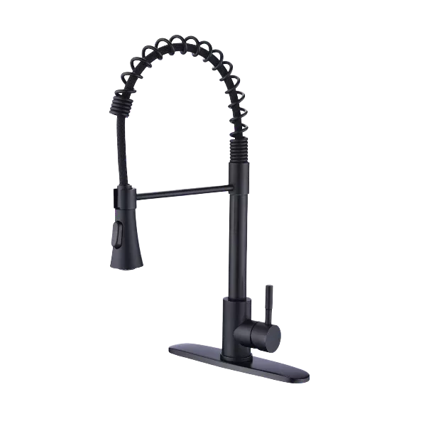 Kitchen Sink Faucet with Deck Plate in Matte Black