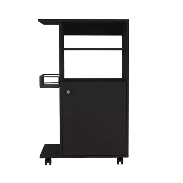 Clip Kitchen Cart, Single Door Cabinet, Four Casters -Black