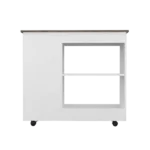 Nigella Kitchen Cart, Two Storage Shelves, Four Casters, Three Side Shelves -White / Dark Brown
