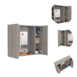 Light Gray Artemisa Medicine Cabinet with Double Door, Mirror and One External Shelf