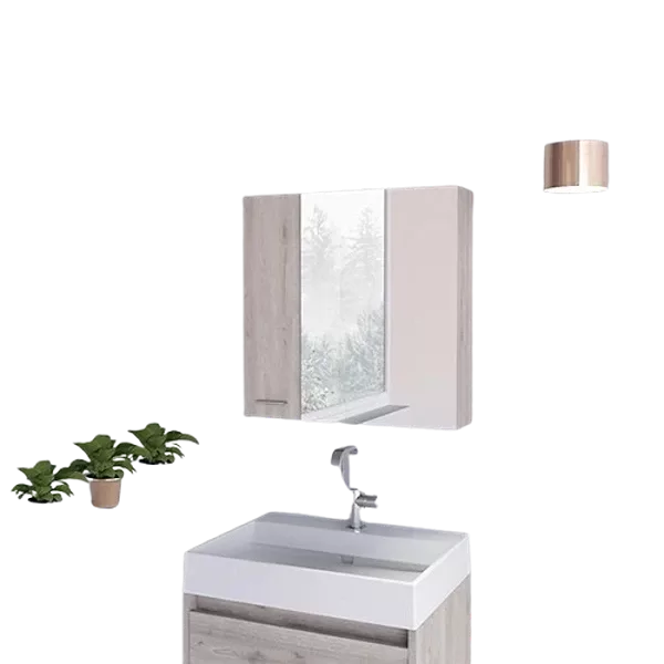 Light Gray Sines Medicine Cabinet with Four Internal Shelves and Double Door