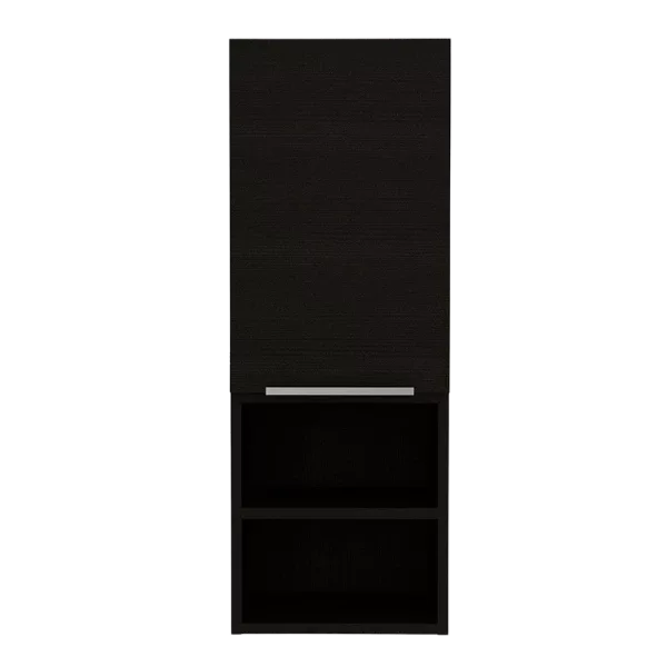 Mila Bathroom Cabinet, Two Interior  Shelves, Two External Shelves, Single Door Cabinet -Black