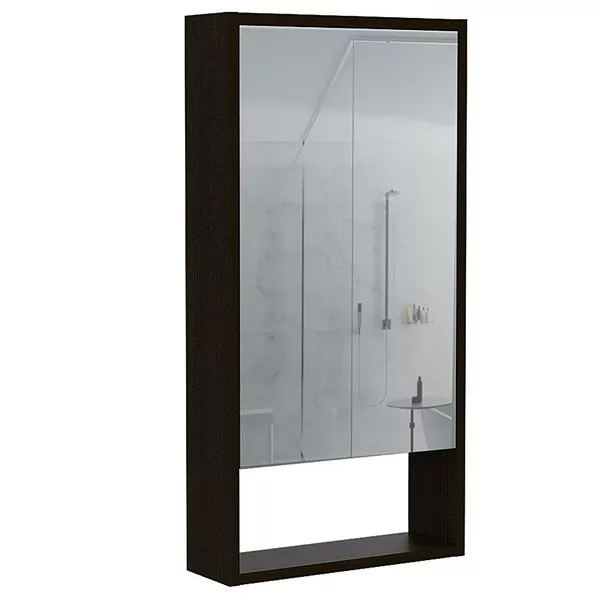 Black Mariana Medicine Cabinet with One External Shelf and Single Door Mirror Two Internal Shelves