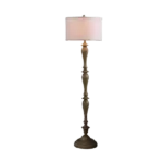 61.5 in. Coastal Wood Effect Polyresin Floor Lamp in White and Brown