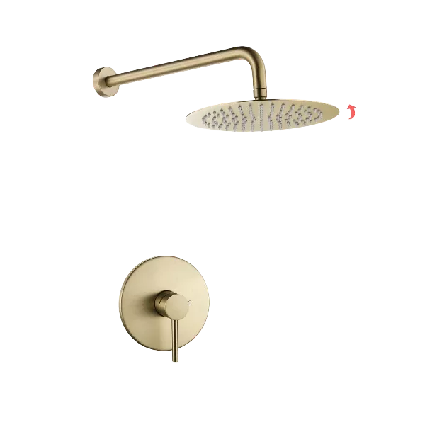Complete Shower System With Rough-In Valve in Brushed Gold