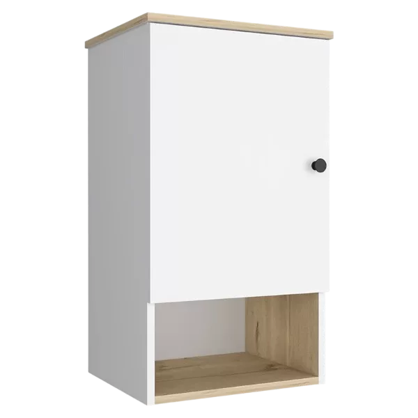 Medicine Cabinet Porto, Two Internal Shelves, Light Oak / White Finish