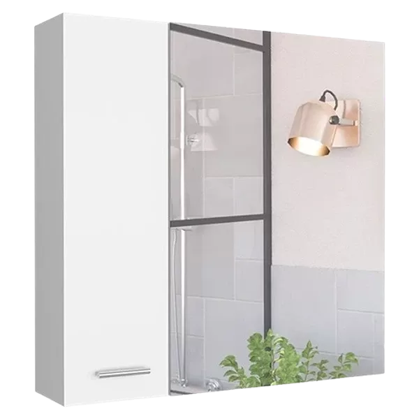 White Finish Medicine Cabinet Prague with Four Internal Shelves and Double Door