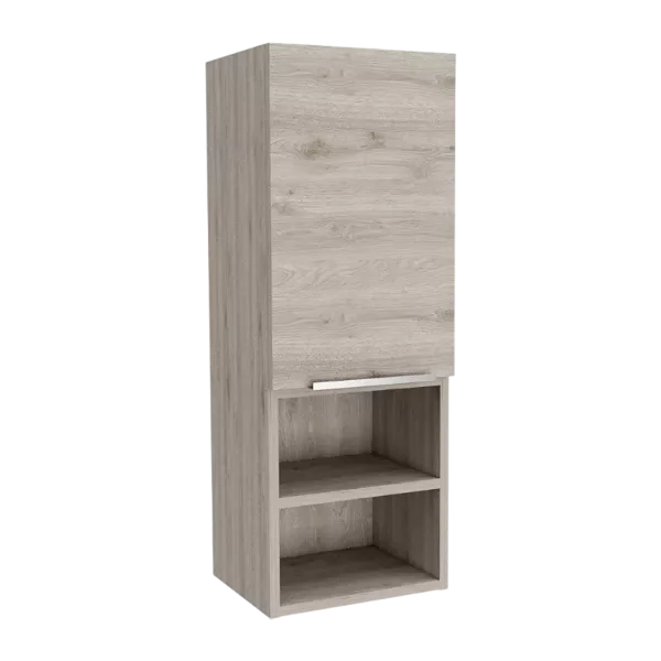 Medicine Cabinet Hazelton, Open and Interior Shelves, Light Gray Finish