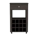 Bar Cart Bayamon, Twelve Wine Cubbies, Four Legs, Carbon Espresso Finish