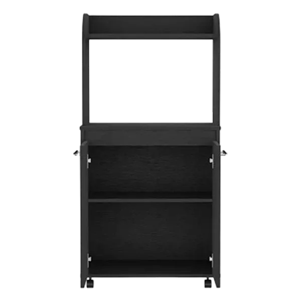 Kitchen Cart Totti, Double Door Cabinet, One Open Shelf, Two Interior Shelves, Black Wengue Finish
