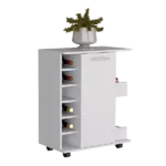 Kitchen Island Wynne with Storage and Cabinet, White / Macadamia Finish