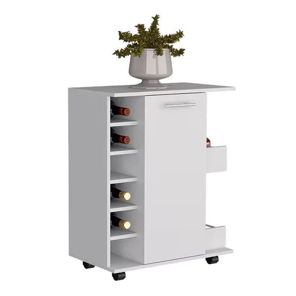 Kitchen Island Wynne with Storage and Cabinet, White / Macadamia Finish