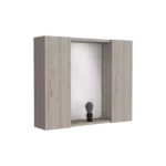 Medicine Cabinet Hops, Double Door, Mirror, One External Shelf, Light Gray Finish