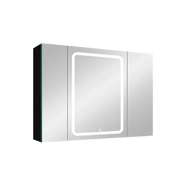 40x30 Inch LED Dimmer black Surface Mount Double Door Lighted Medicine Cabinet for Bathroom with Mirror Defogging