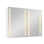 40x30 Inch LED Dimmer white Surface Mount Double Door Lighted Medicine Cabinet for Bathroom with Mirror Defogging