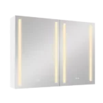 40x30 Inch LED Dimmer white Surface Mount Double Door Lighted Medicine Cabinet for Bathroom with Mirror Defogging